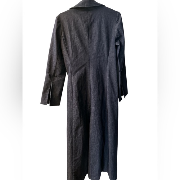 Tothemax! Navy denim ankle length trench coat jacket NWOT - Picture 2 of 9